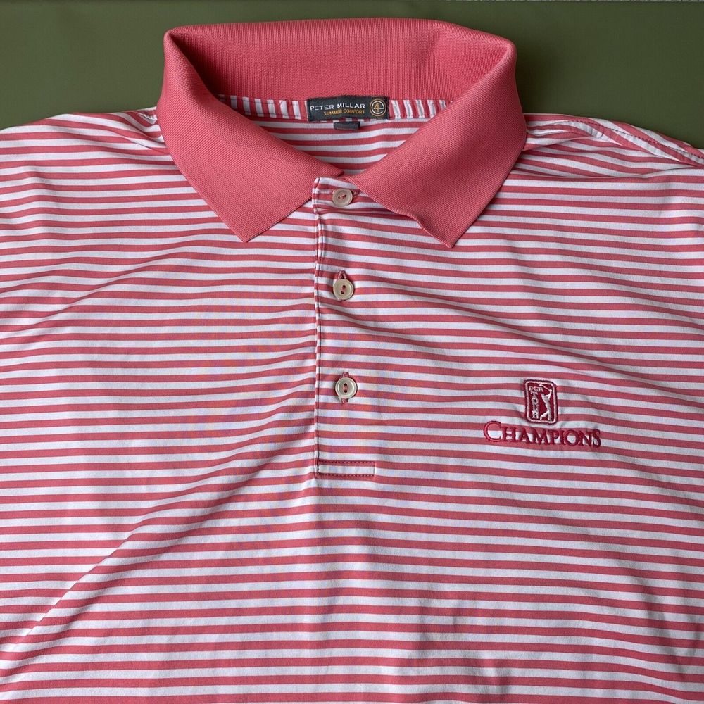 Peter Millar‎ Summer Comfort Polo Golf Shirt Size XL Purple Pink  Stiped